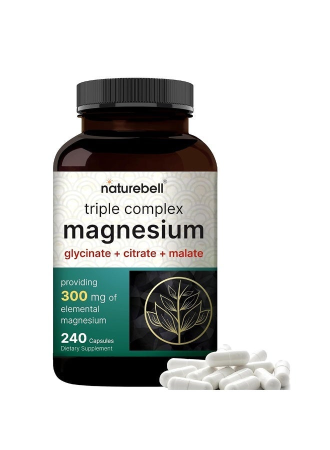 نايتشر بيل Magnesium Complex 1,000mg, 240 Capsules | Triple Magnesium Complex with Glycinate, Citrate, Malate | Chelated & Purified | Bone, Heart & Muscle Support | Non-GMO - Image 1
